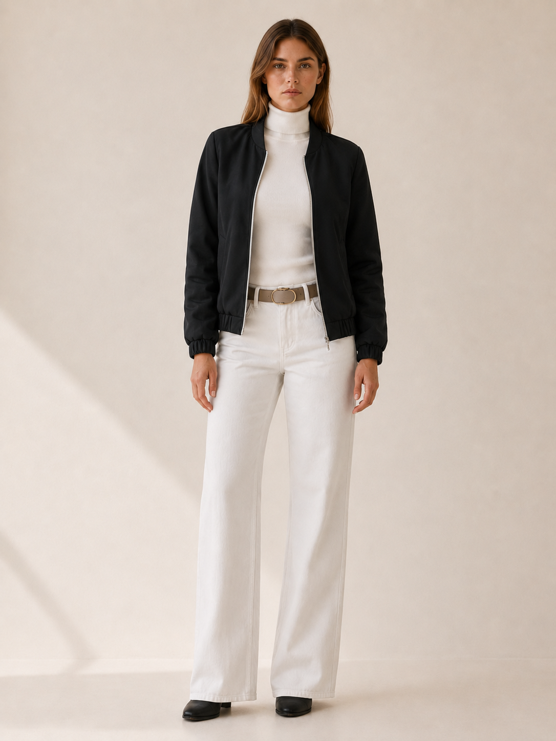 Nerolia | Bomber Jacket with Zip Front and Ribbed Trims