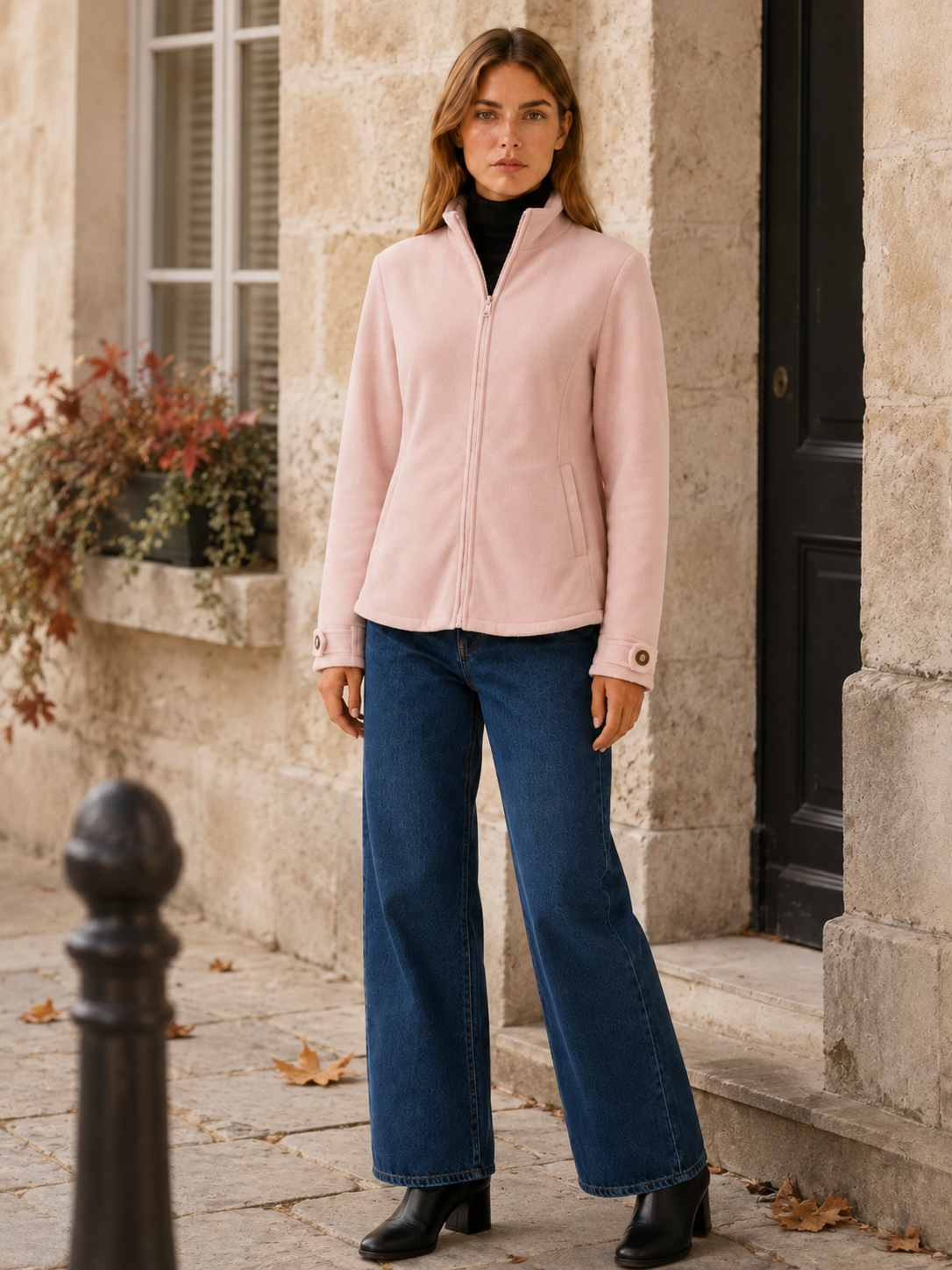 Nerys | Fleece Jacket with Zip Front and Stand Collar