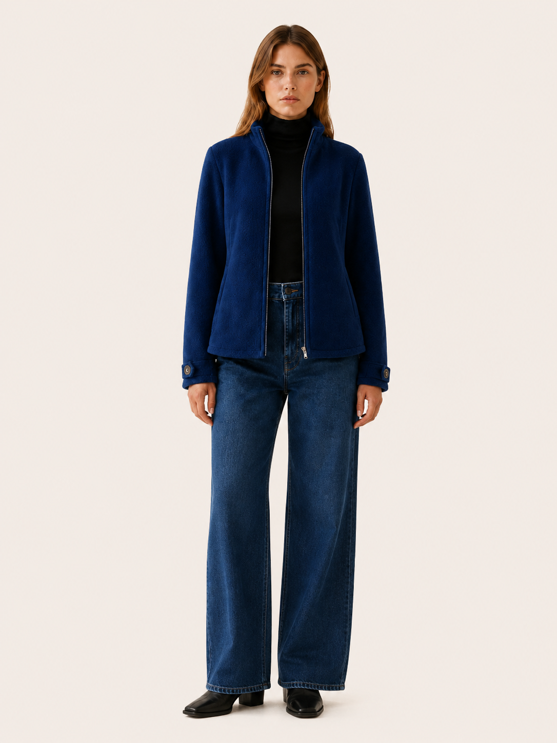 Nerys | Fleece Jacket with Zip Front and Stand Collar
