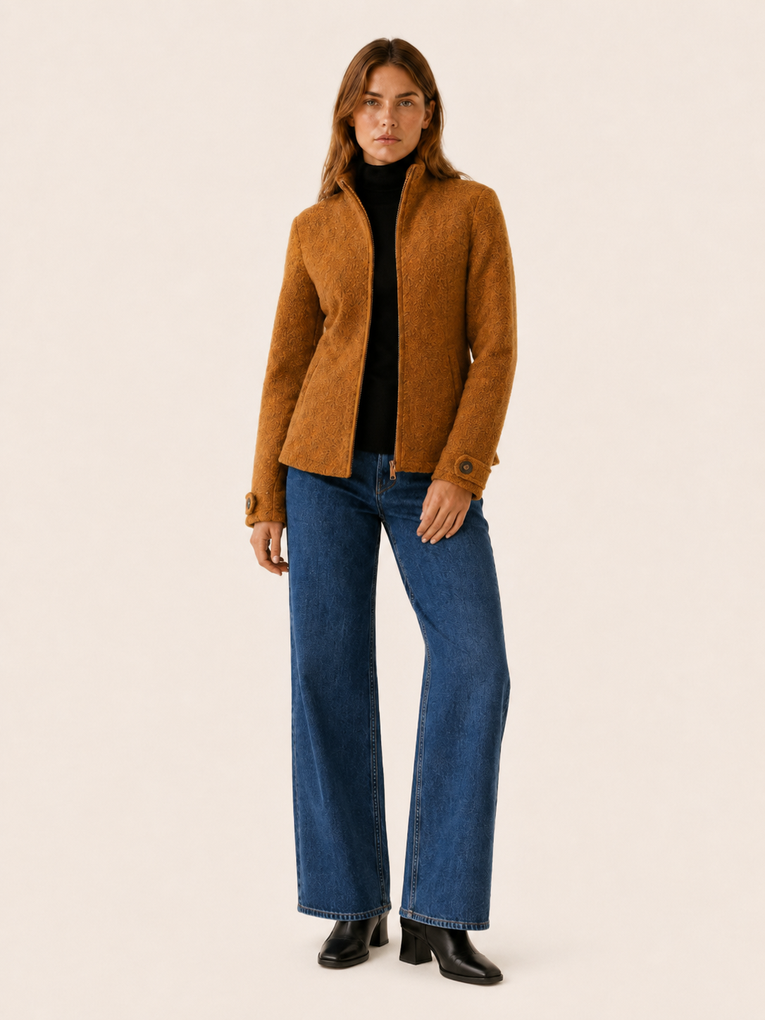 Nerys | Fleece Jacket with Zip Front and Stand Collar