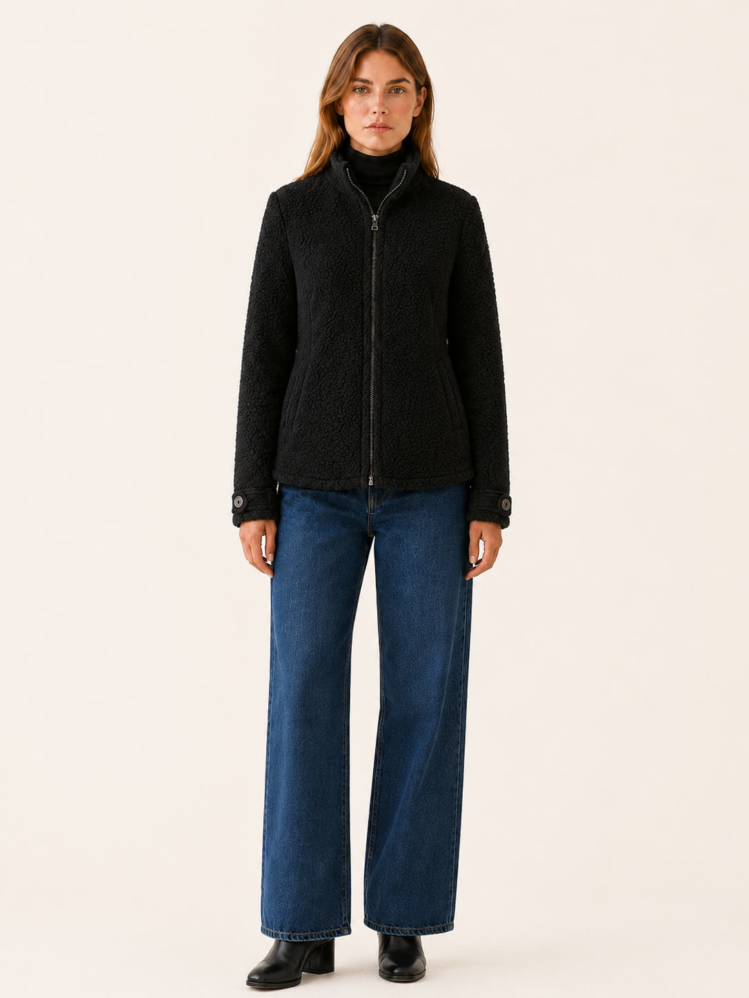 Nerys | Fleece Jacket with Zip Front and Stand Collar