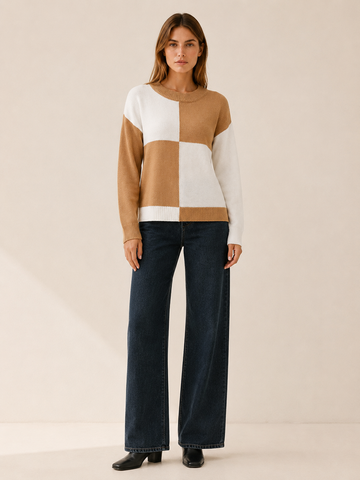 Niamh | Jumper with Colour-Block Design and Drop Shoulders