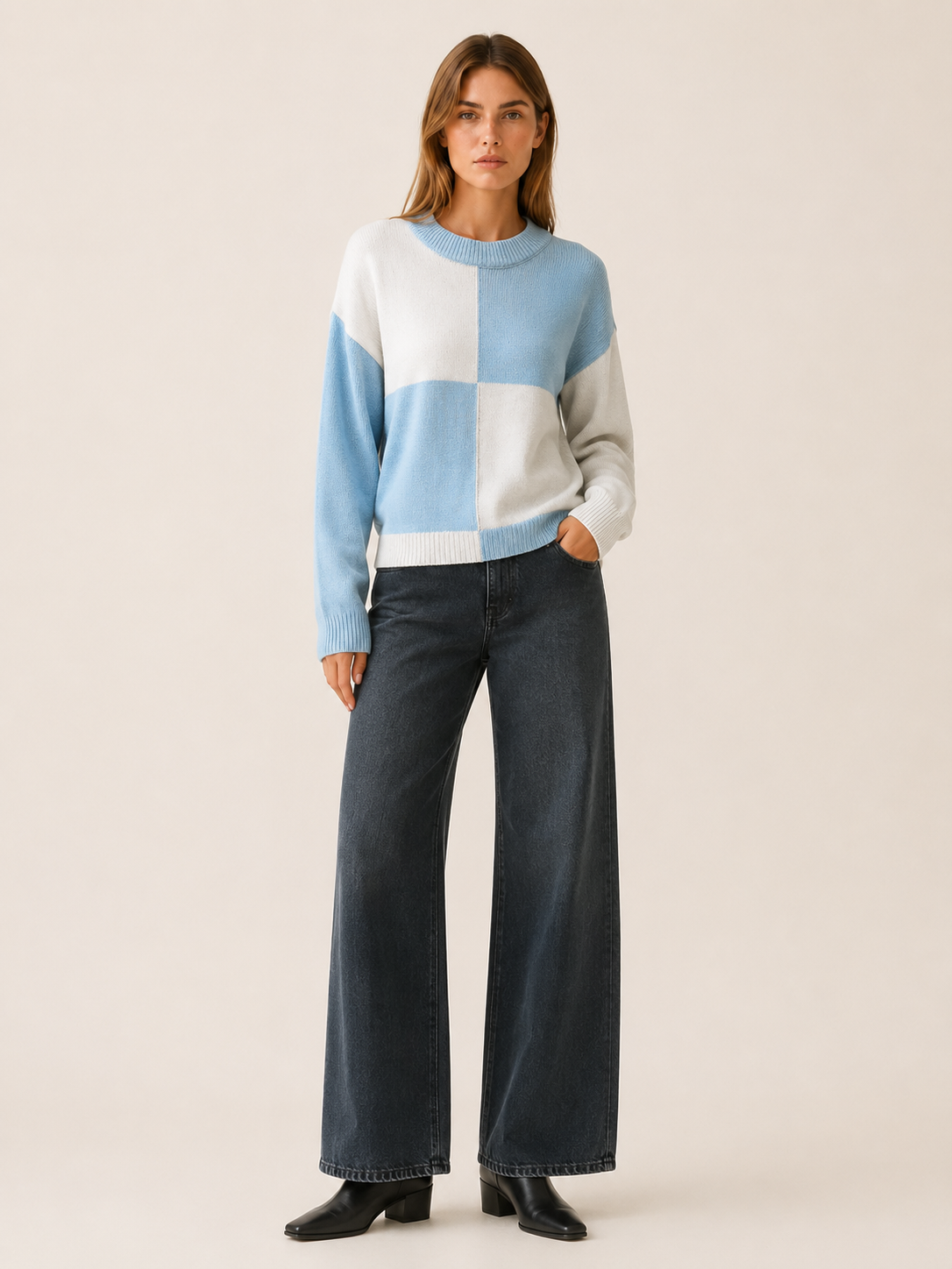 Niamh | Jumper with Colour-Block Design and Drop Shoulders