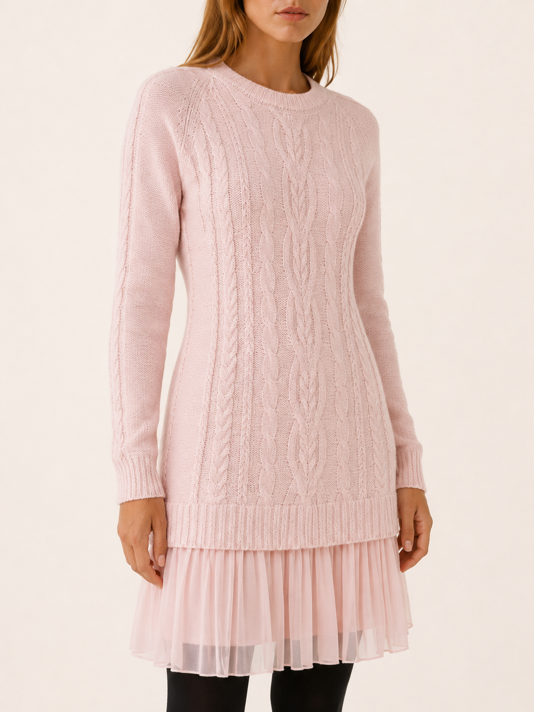 Nicasia | Jumper Dress with Pleated Hem and Textured Detail
