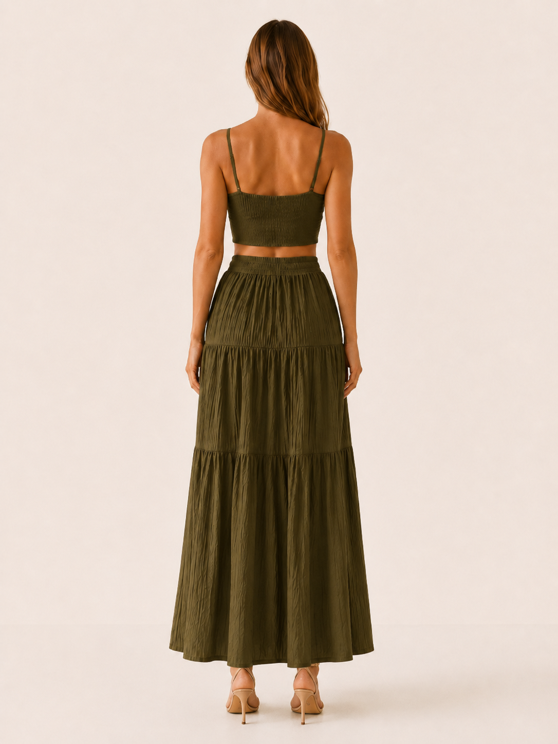 Nimra | Two-Piece Set with Crop Cami Top A-Line Skirt
