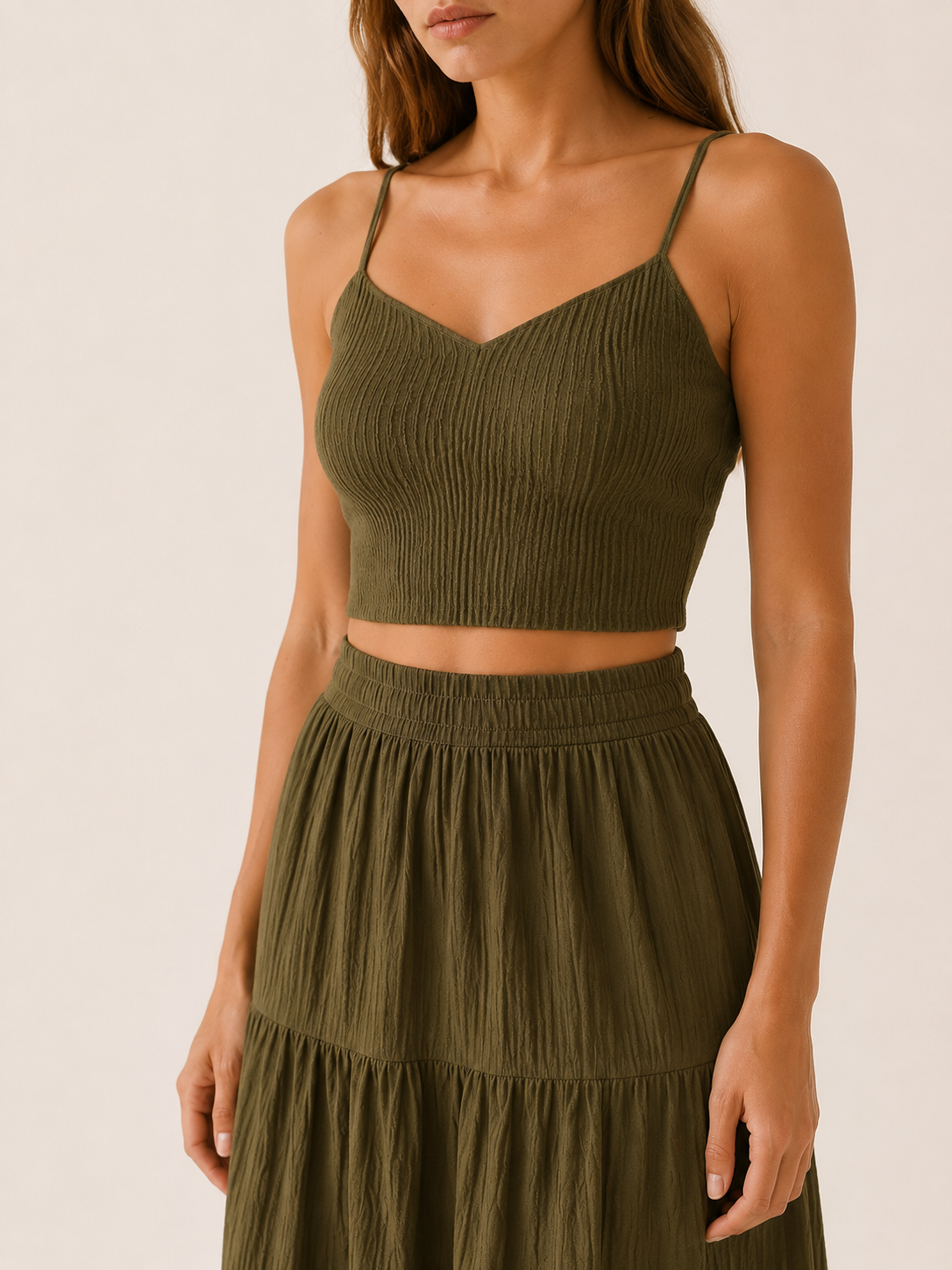 Nimra | Two-Piece Set with Crop Cami Top A-Line Skirt