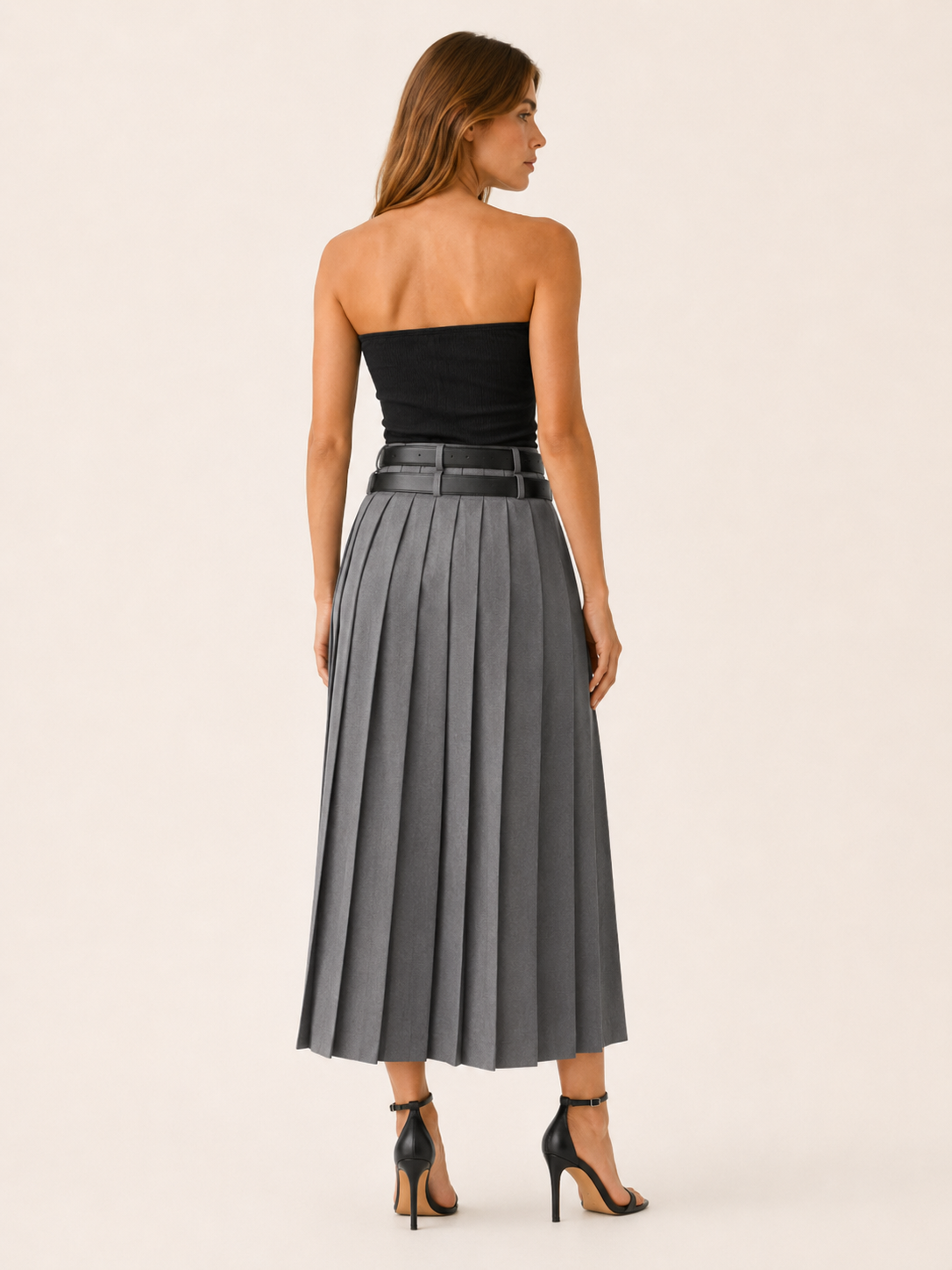 Novalie | Pleated Maxi Skirt with Side Split