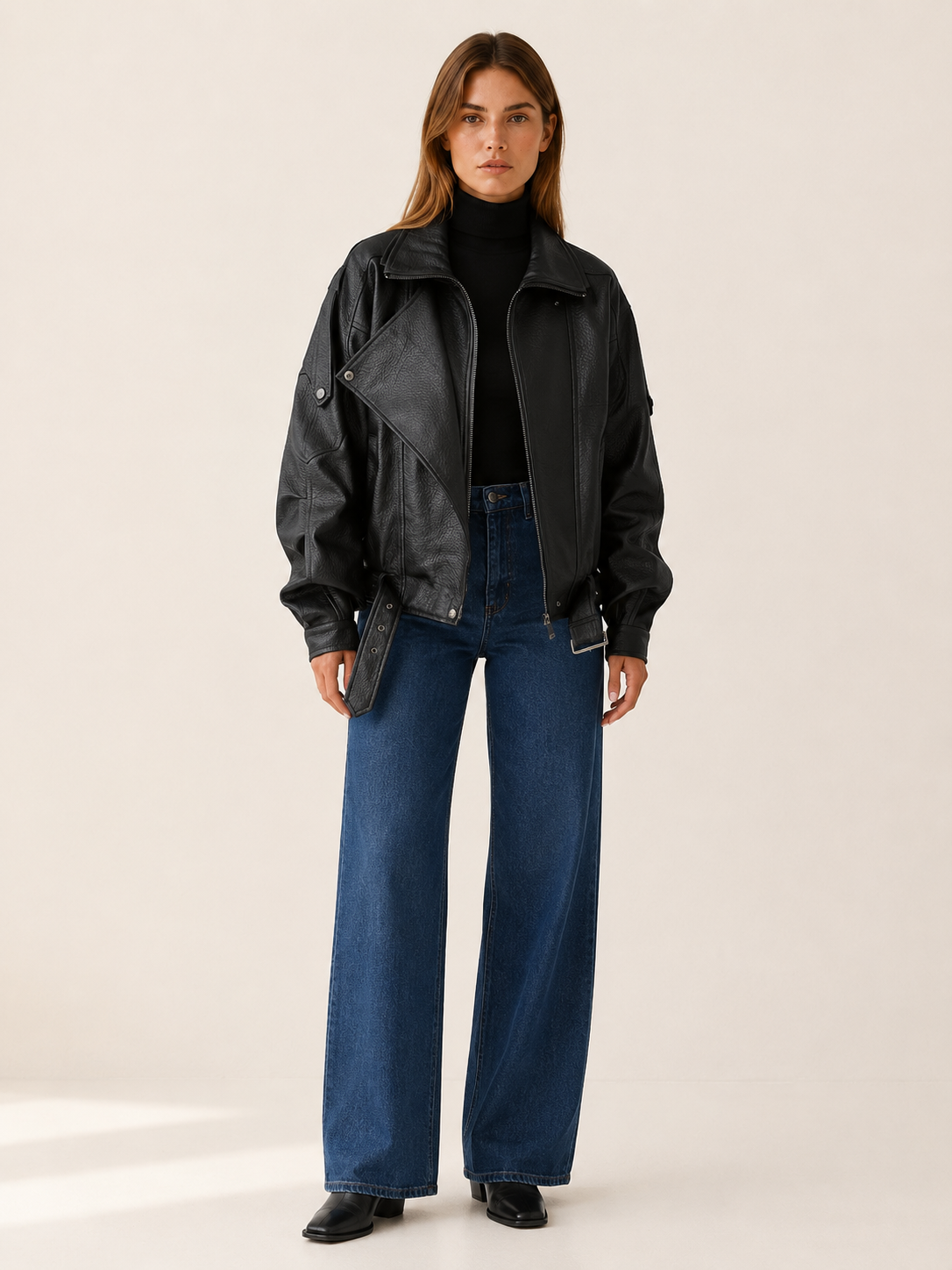 Nymerelle | Black Jacket with Zip Front and Button Detail