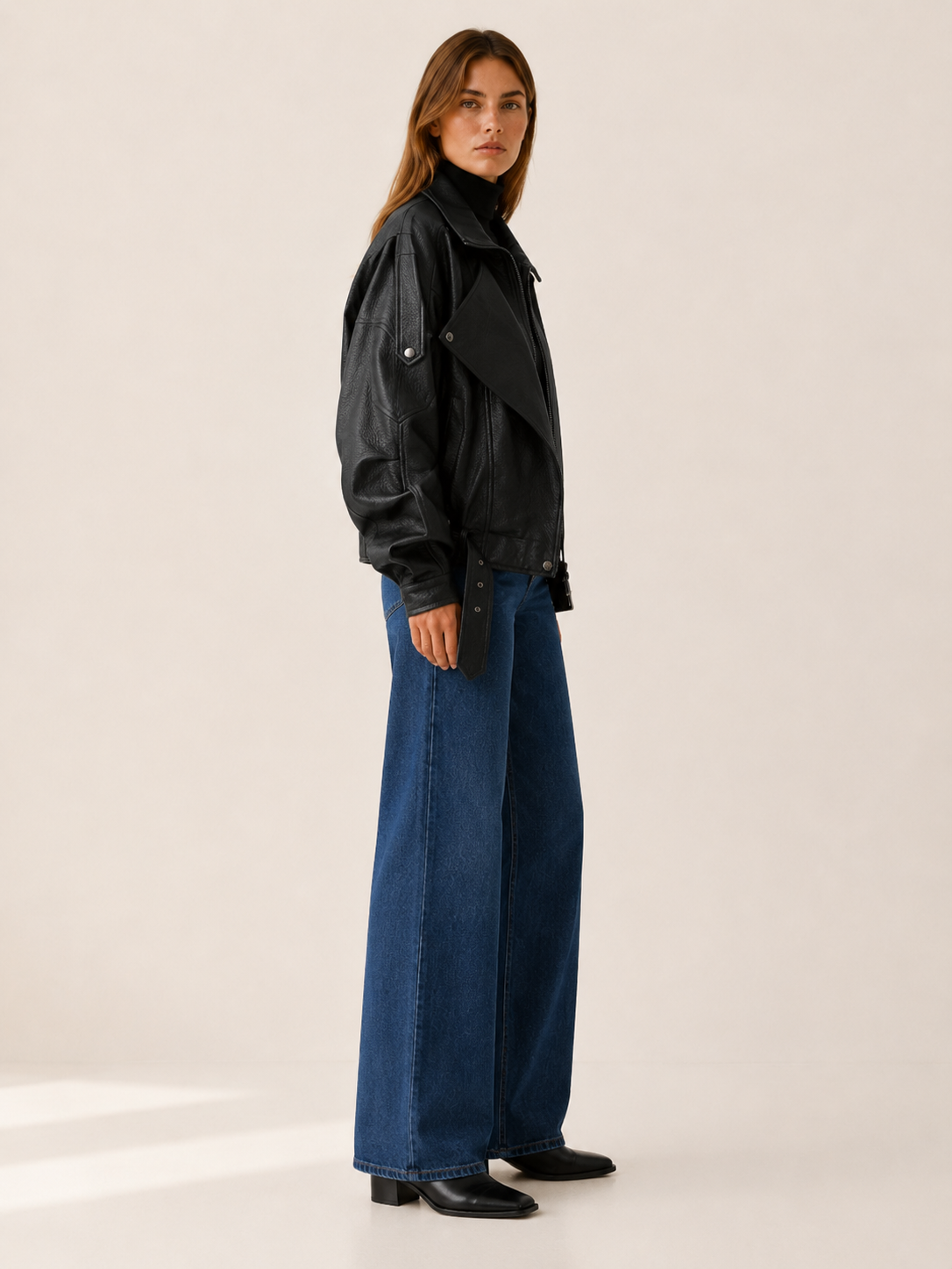Nymerelle | Black Jacket with Zip Front and Button Detail