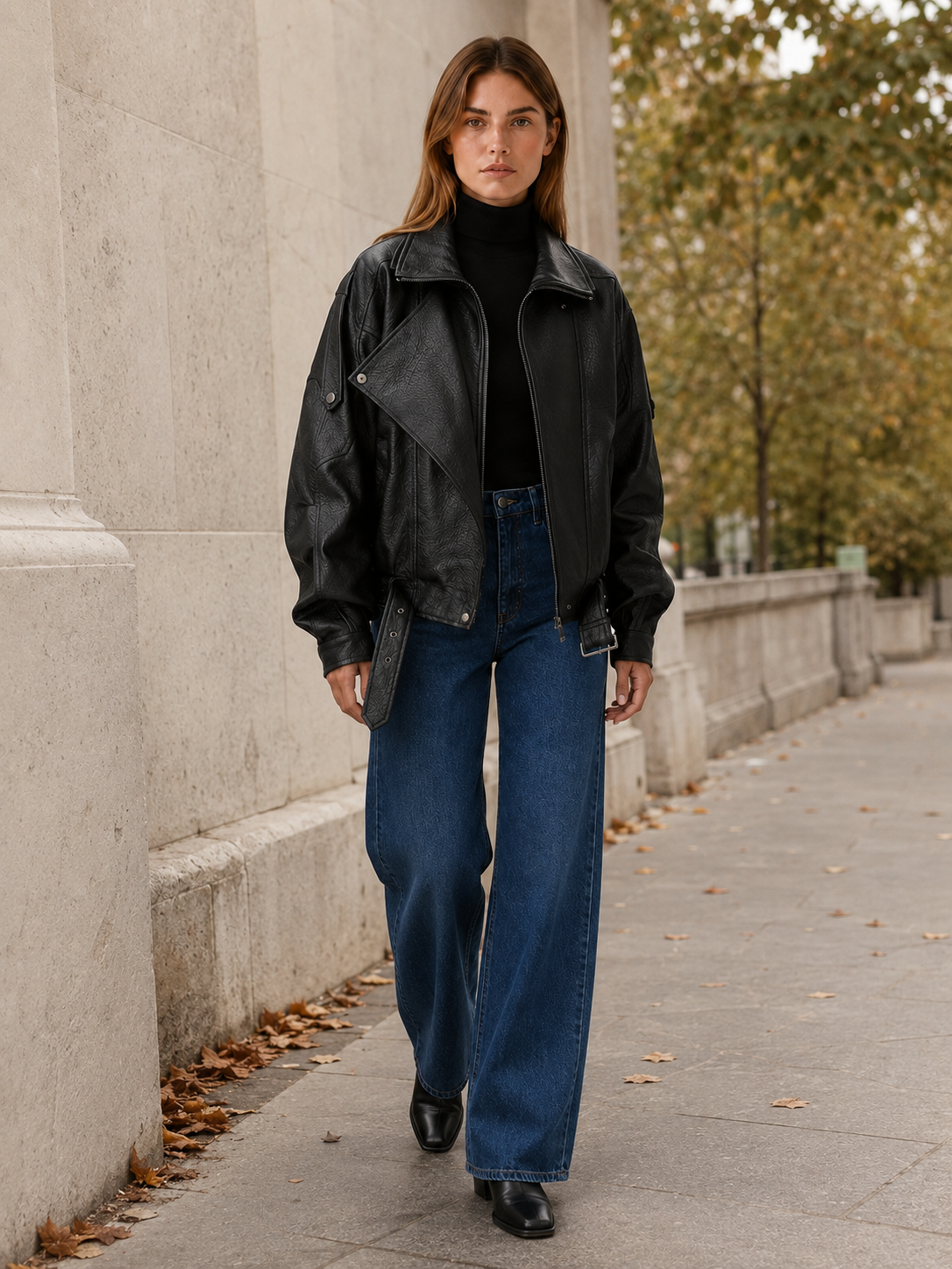 Nymerelle | Black Jacket with Zip Front and Button Detail