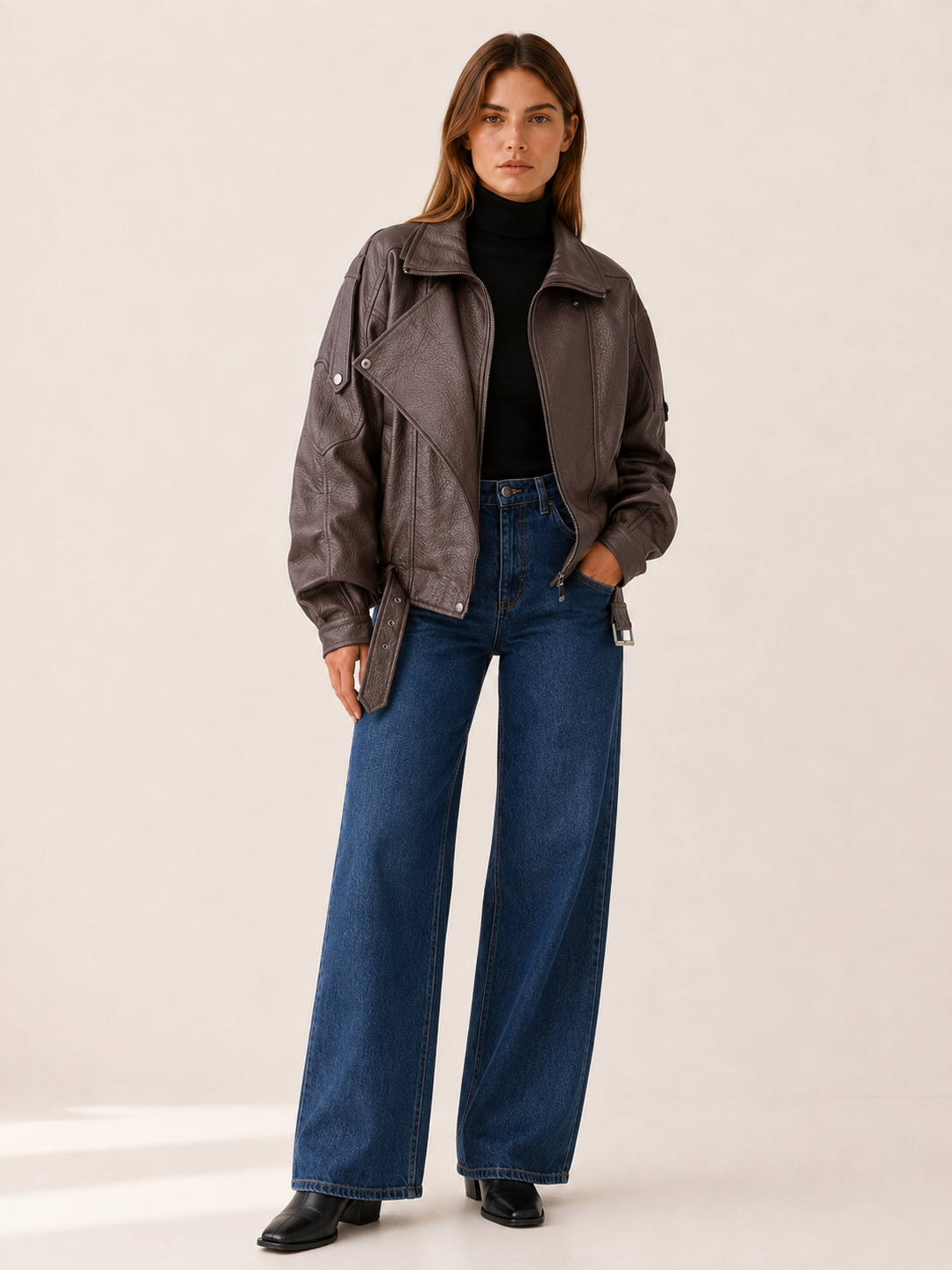 Nymerelle | Black Jacket with Zip Front and Button Detail