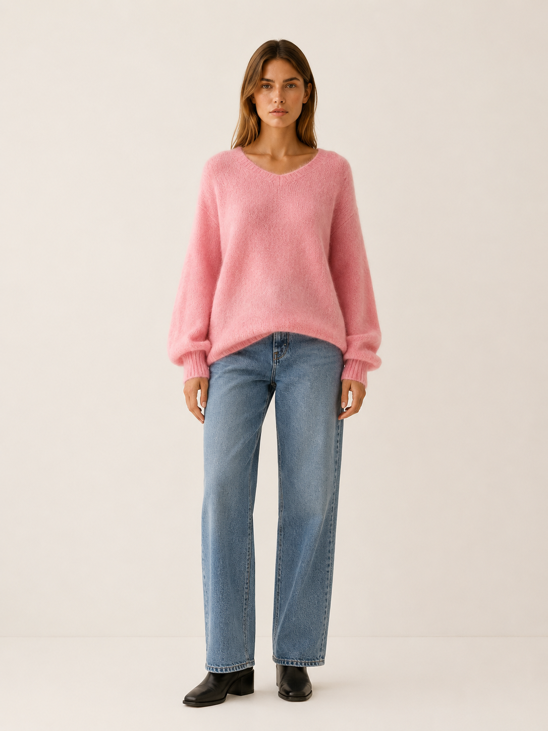 Nythara | V Neck Sweater with Relaxed Fit and Dropped Shoulders