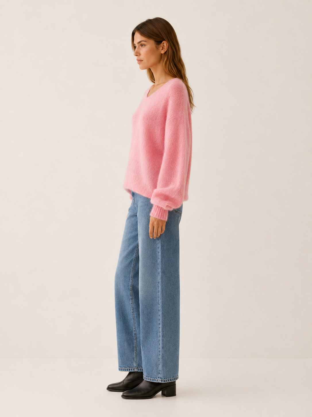Nythara | V Neck Sweater with Relaxed Fit and Dropped Shoulders