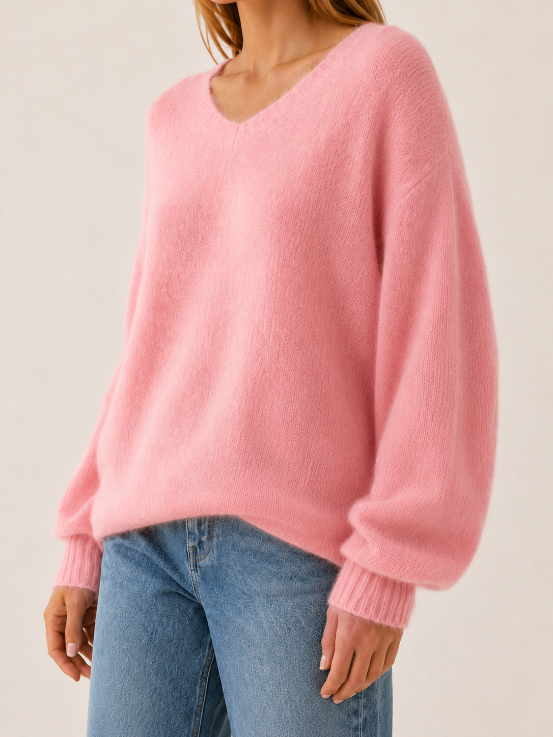Nythara | V Neck Sweater with Relaxed Fit and Dropped Shoulders