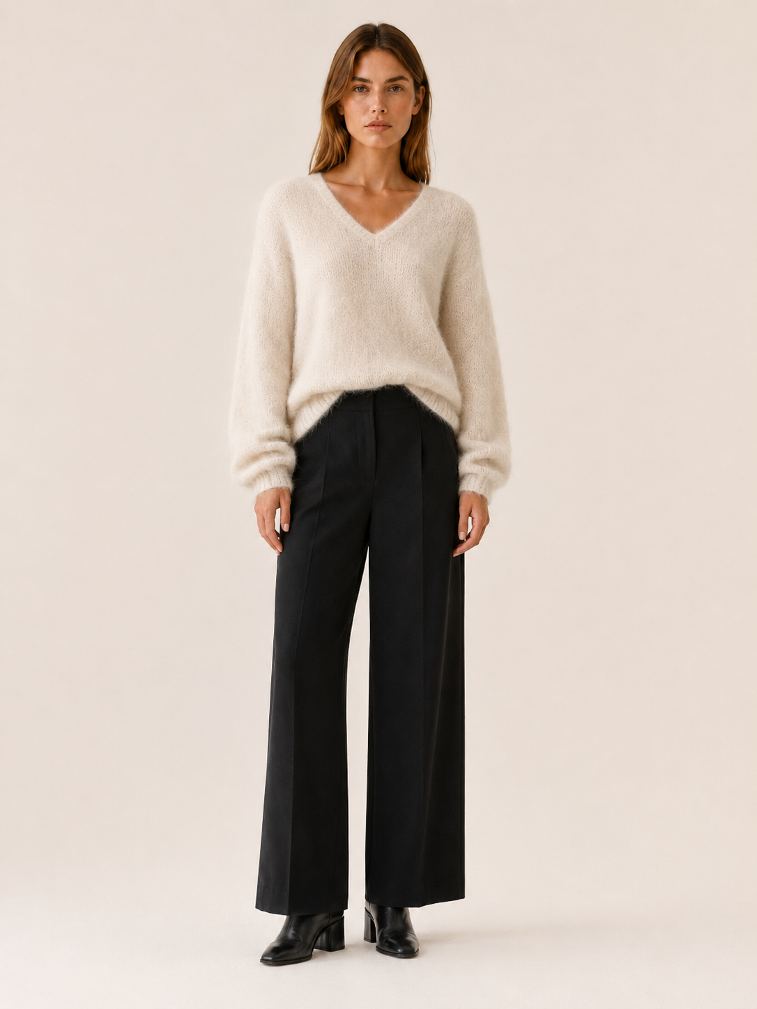 Nythara | V Neck Sweater with Relaxed Fit and Dropped Shoulders
