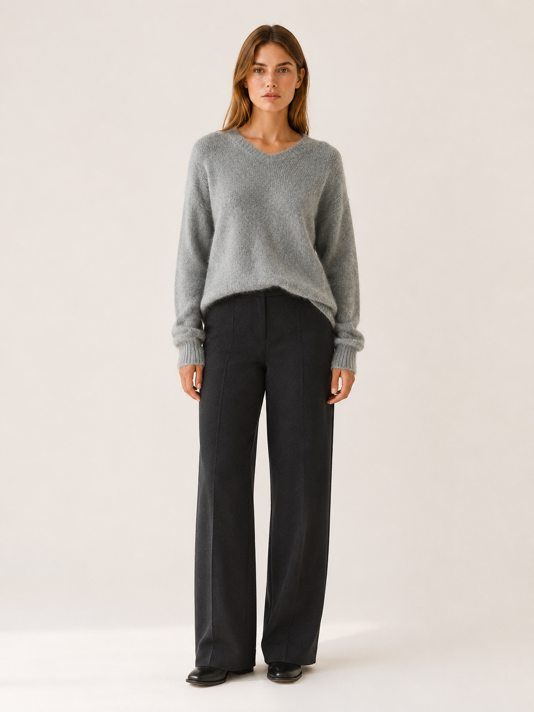 Nythara | V Neck Sweater with Relaxed Fit and Dropped Shoulders
