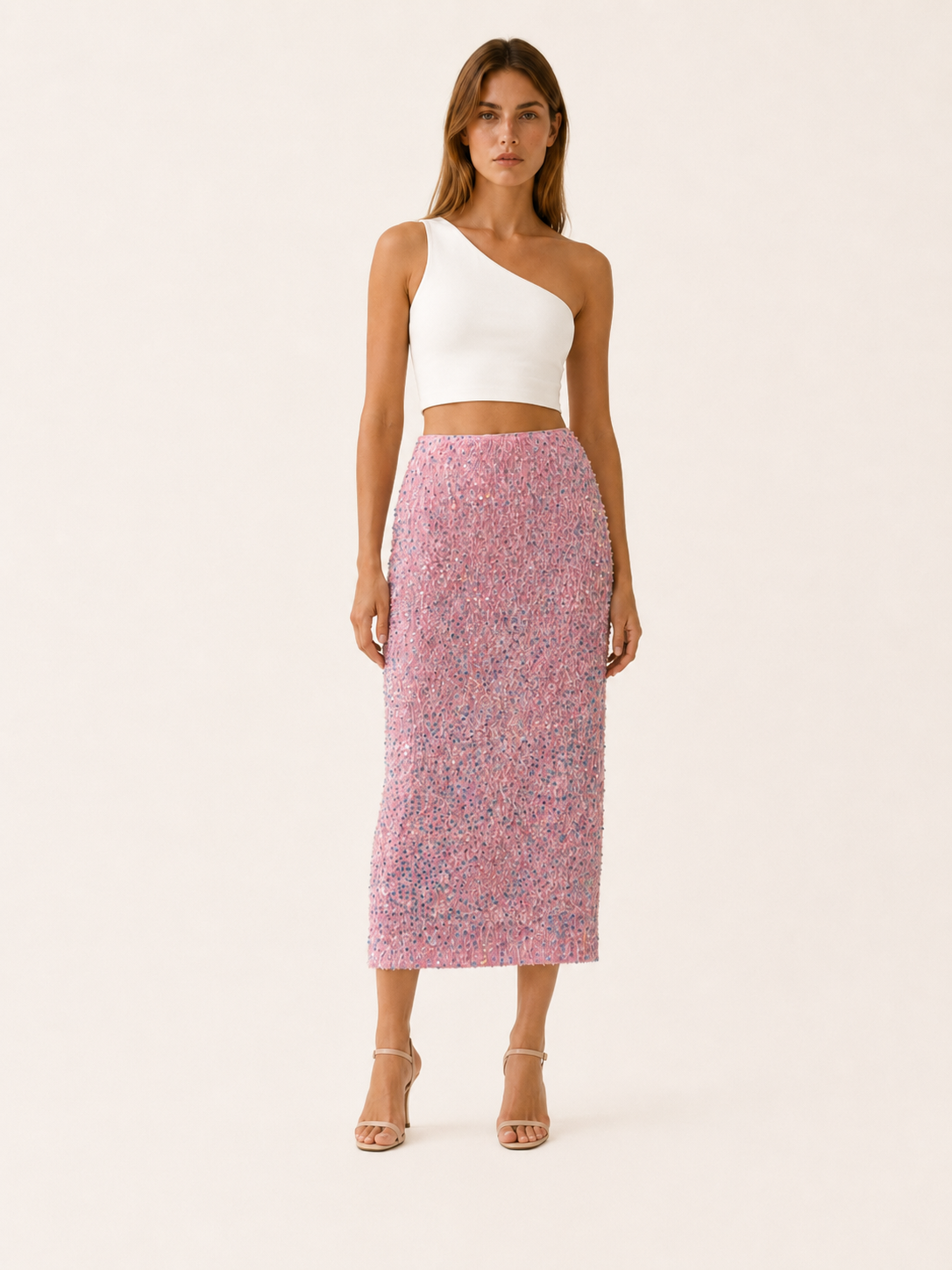 Nyvoria | Sequin Midi Skirt with Back Slit