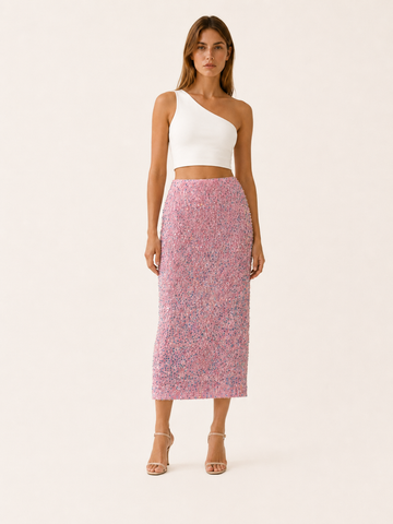 Nyvoria | Sequin Midi Skirt with Back Slit