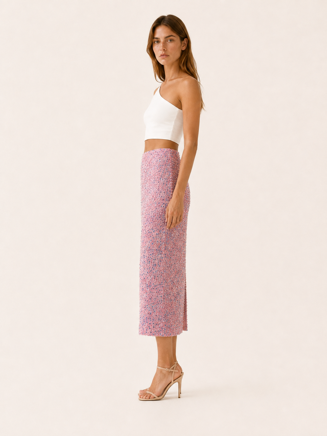 Nyvoria | Sequin Midi Skirt with Back Slit