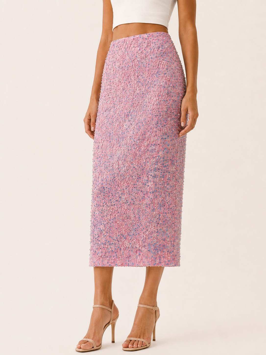 Nyvoria | Sequin Midi Skirt with Back Slit