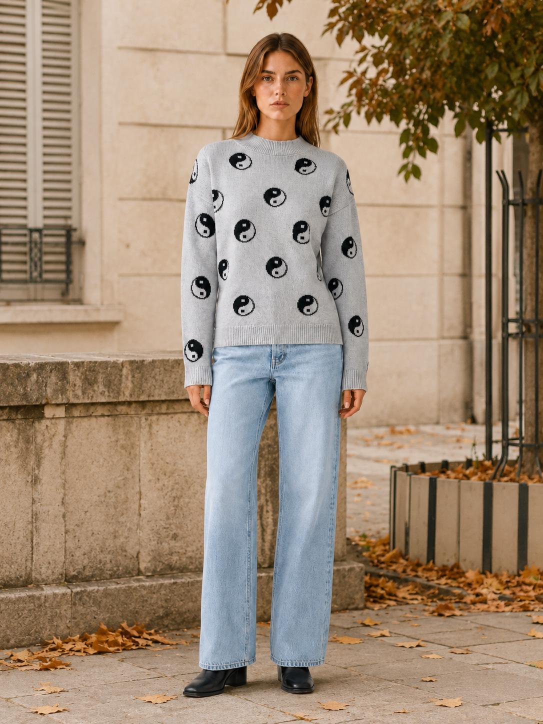 Olythra | Crew Neck Jumper with Celestial Pattern