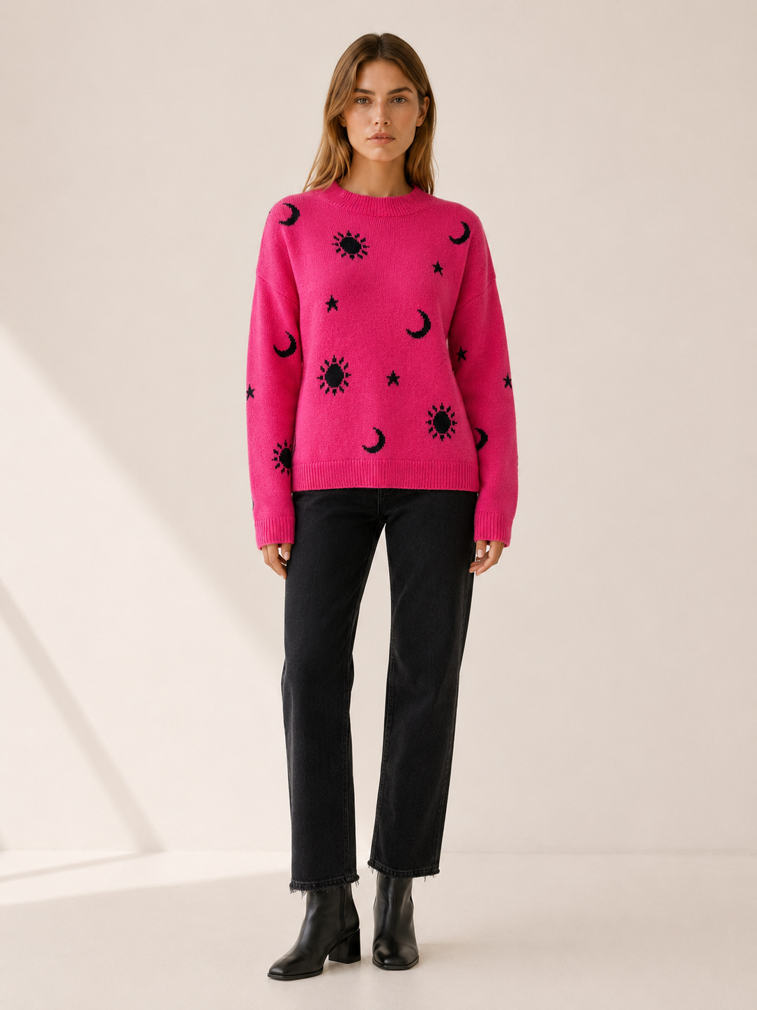 Olythra | Crew Neck Jumper with Celestial Pattern