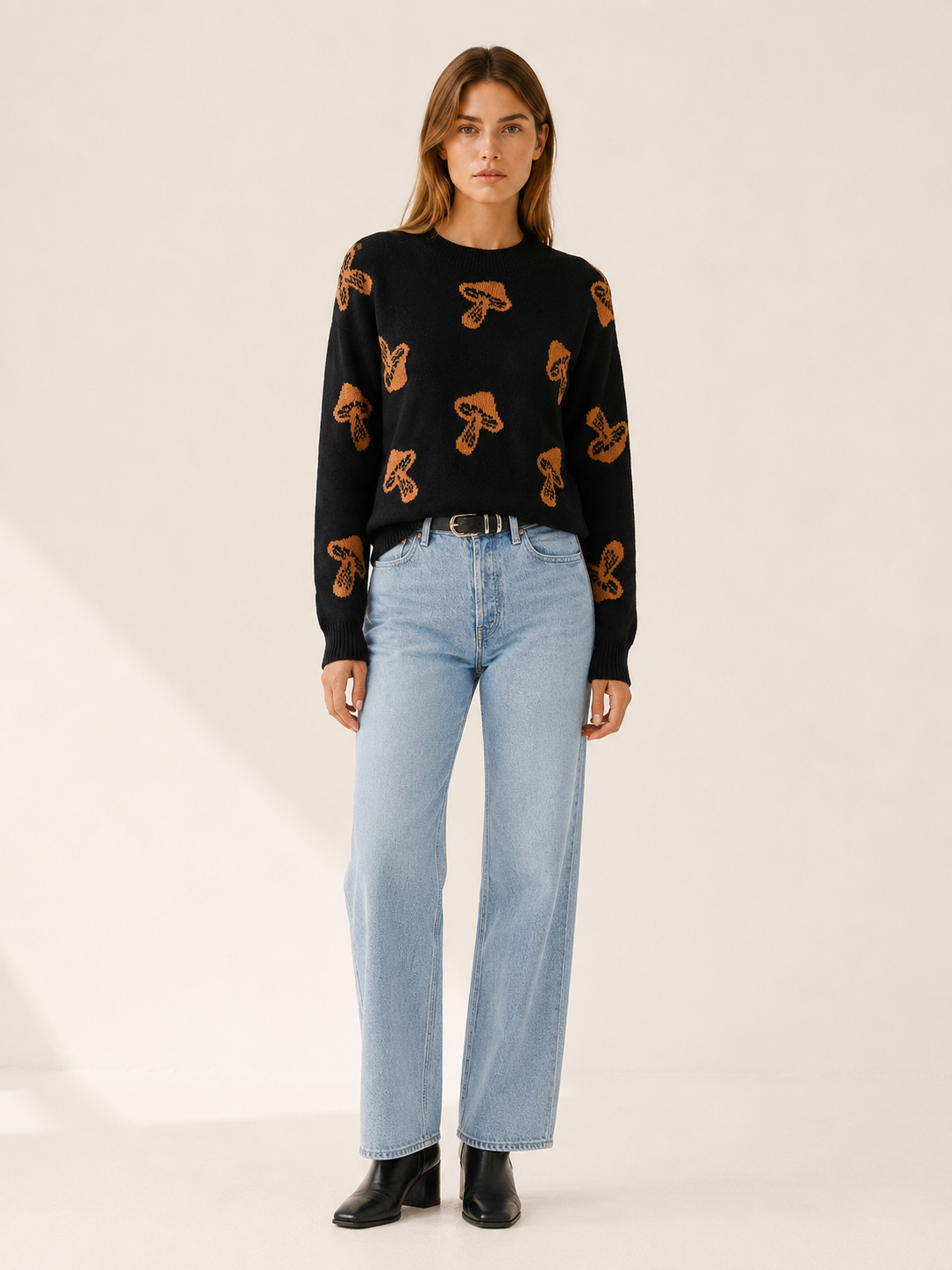 Olythra | Crew Neck Jumper with Celestial Pattern