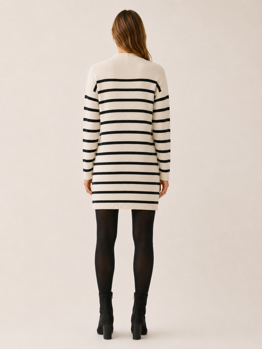 Ondine | Jumper Dress with Mock Neck and Stripe Design