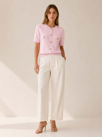 Orabelle | Short Sleeve Cardigan with Button Detail Knit Summer Layer