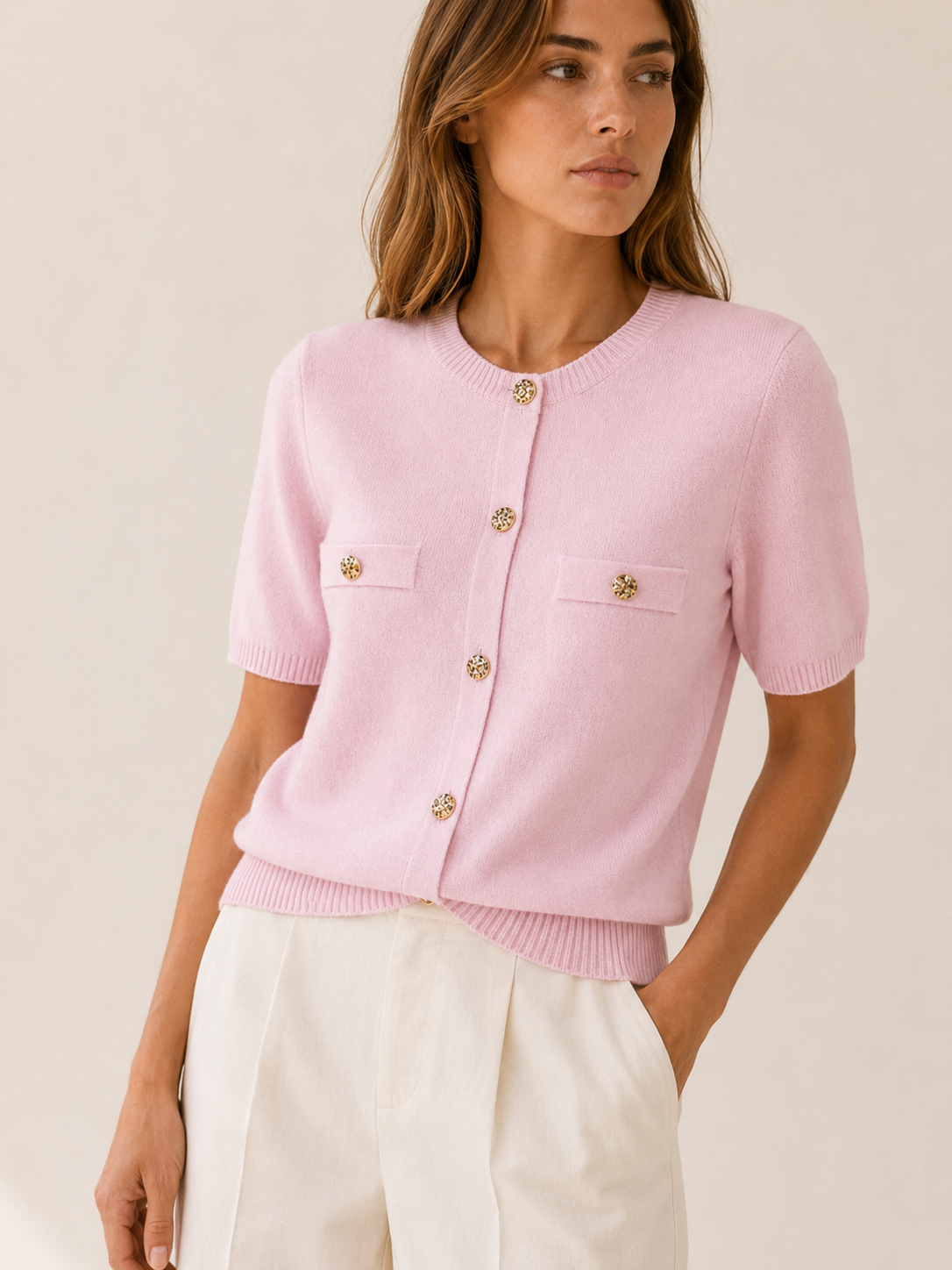 Orabelle | Short Sleeve Cardigan with Button Detail Knit Summer Layer