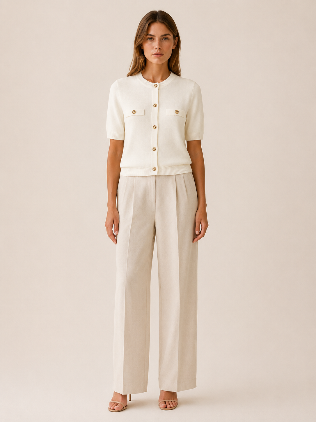 Orabelle | Short Sleeve Cardigan with Button Detail Knit Summer Layer