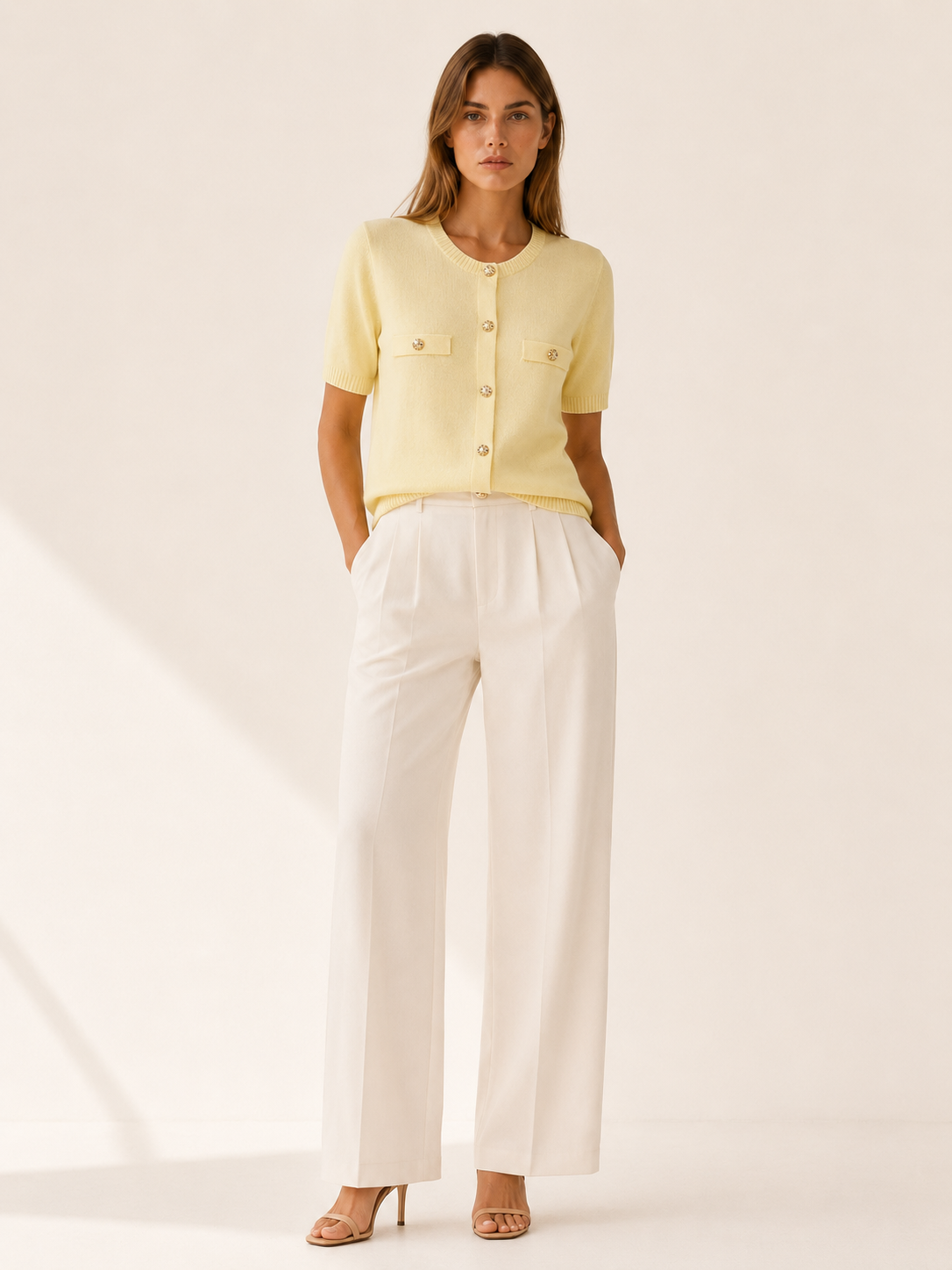 Orabelle | Short Sleeve Cardigan with Button Detail Knit Summer Layer