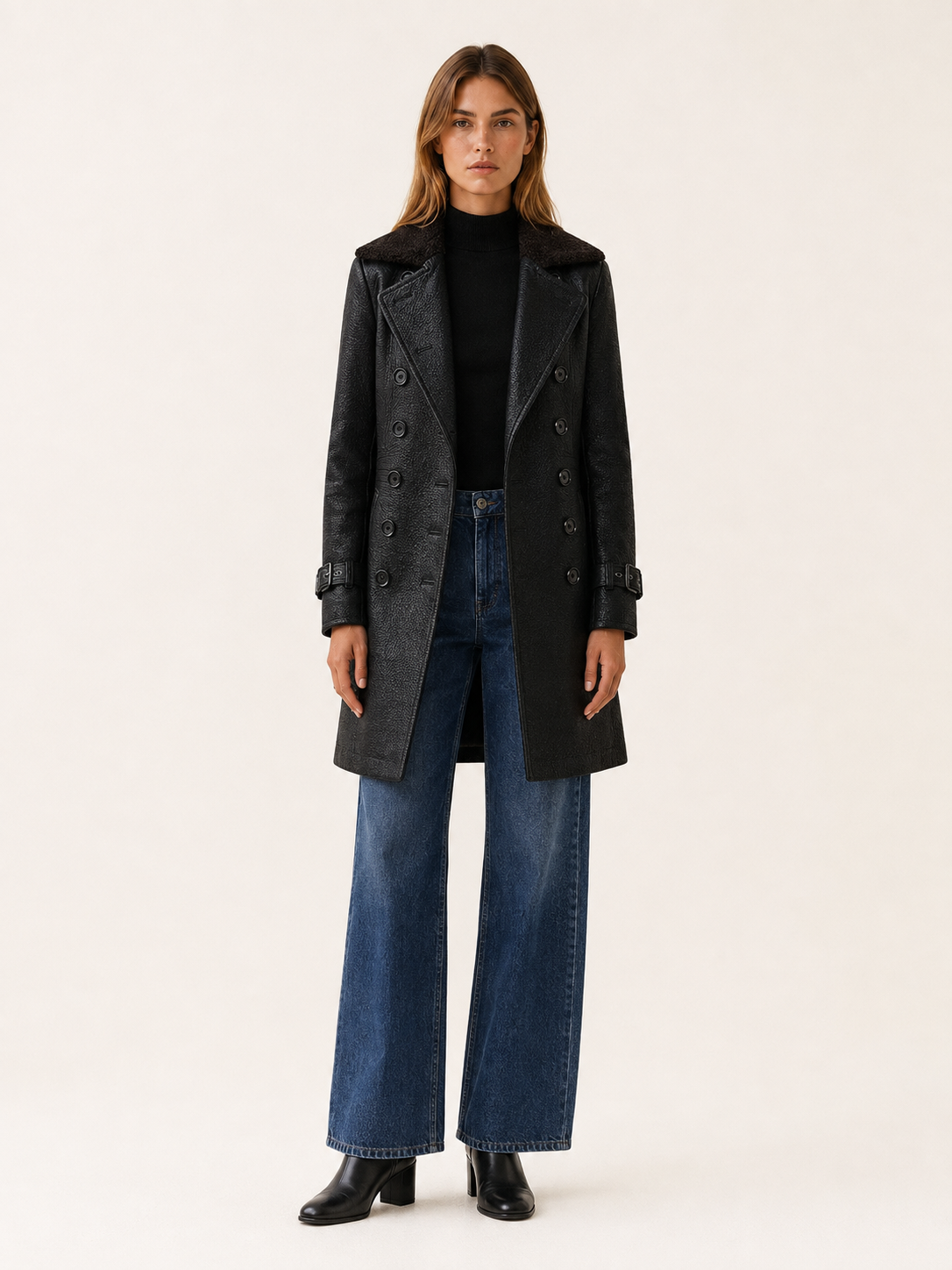 Ordelisse | Long Trench Coat with Double-Breasted Front