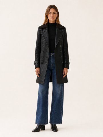 Ordelisse | Long Trench Coat with Double-Breasted Front