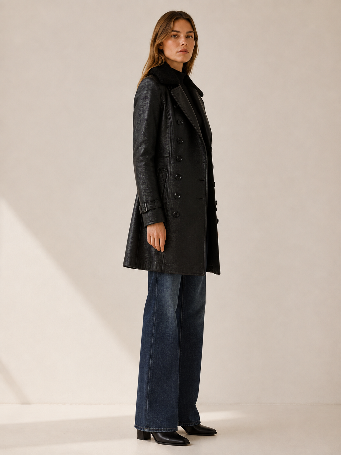 Ordelisse | Long Trench Coat with Double-Breasted Front