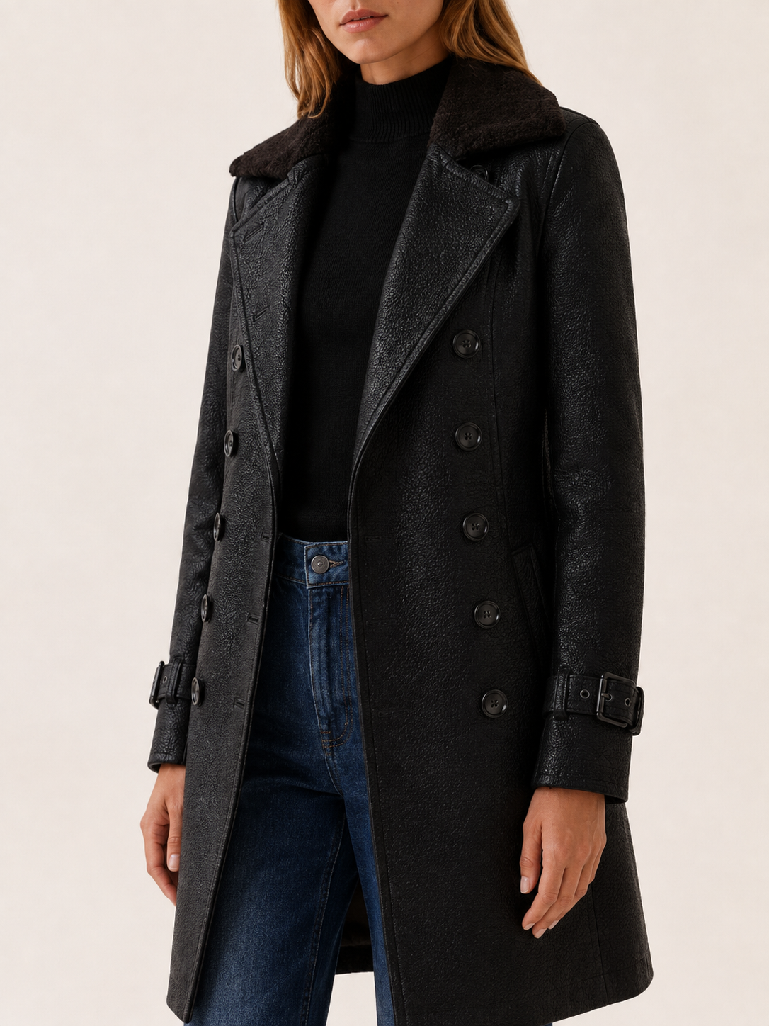 Ordelisse | Long Trench Coat with Double-Breasted Front