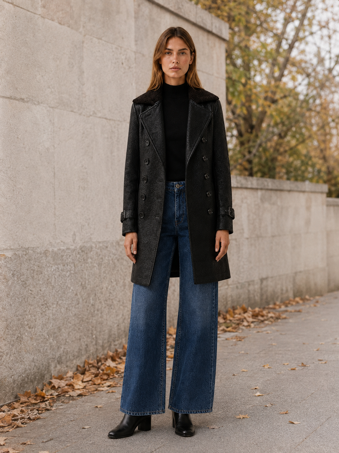 Ordelisse | Long Trench Coat with Double-Breasted Front