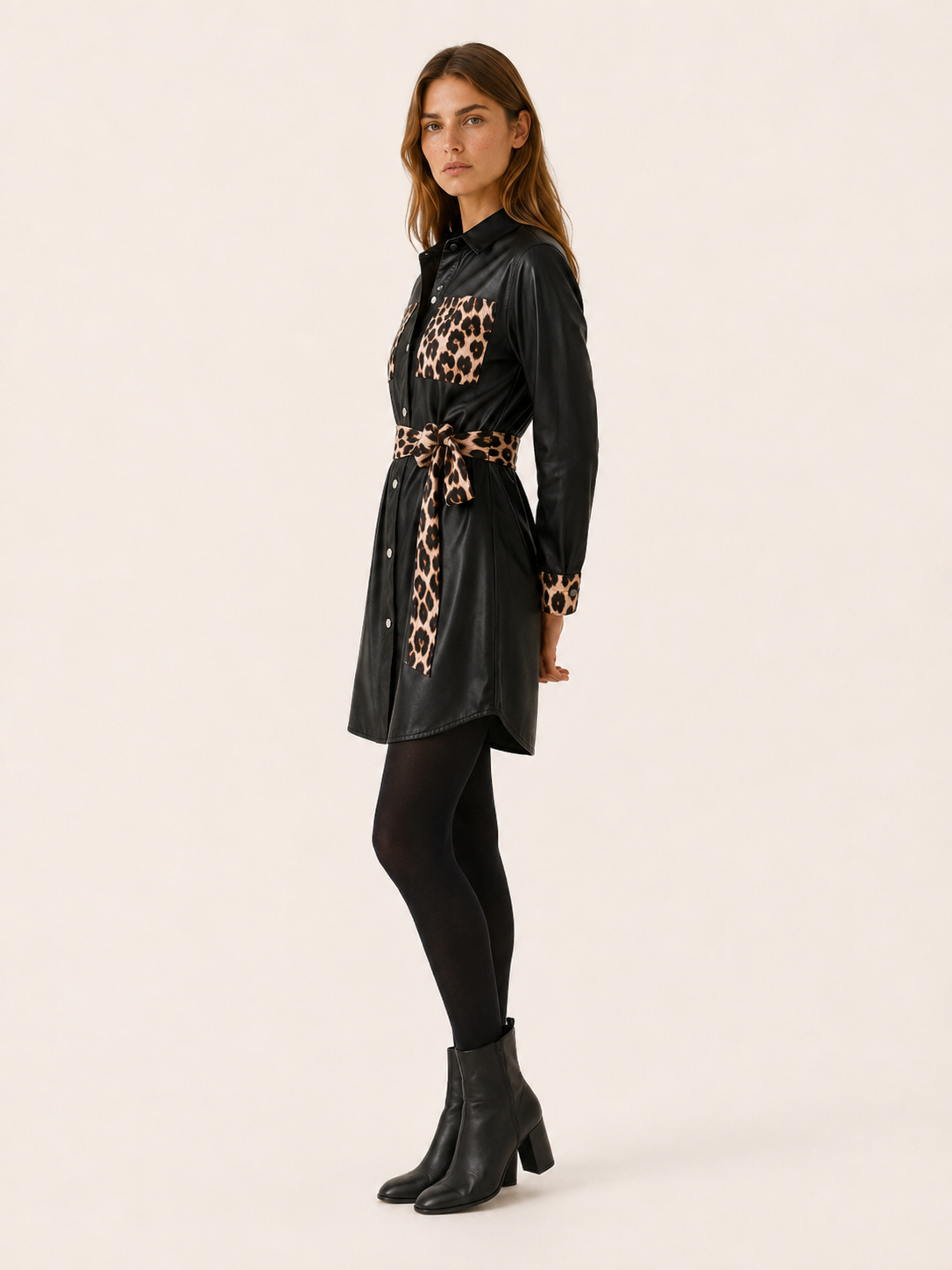Orla | Leather-Look Trench Coat with Leopard Print Belt