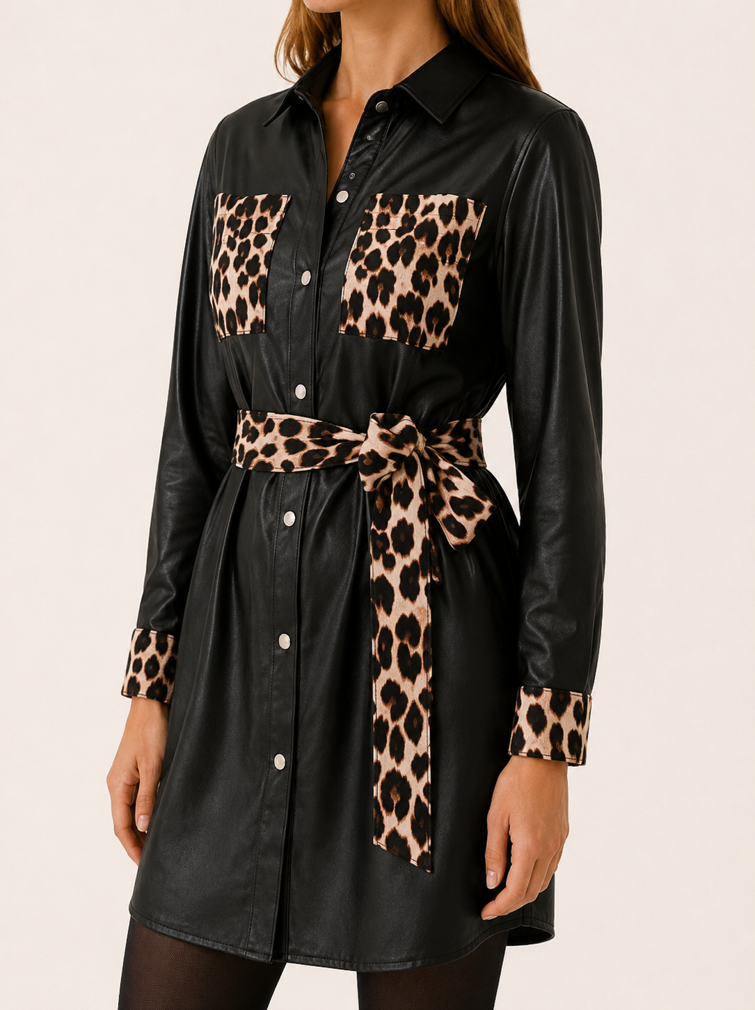 Orla | Leather-Look Trench Coat with Leopard Print Belt