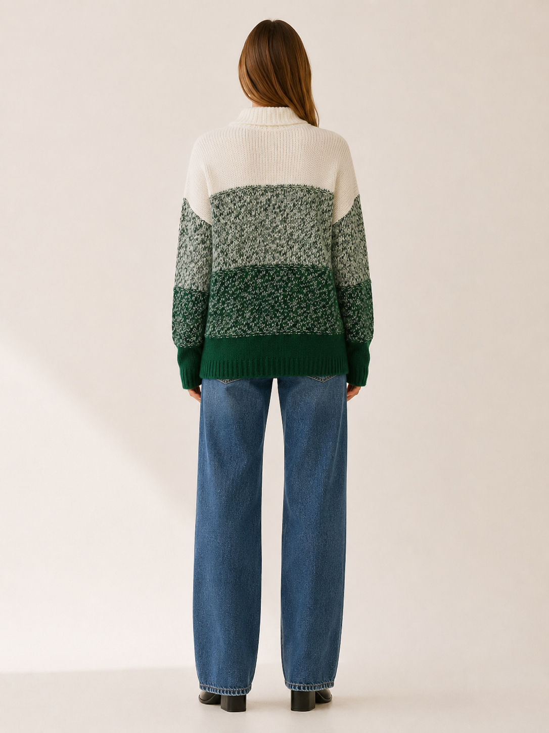Ostrelia | Crew Neck Sweater with Textured Panels and Relaxed Fit