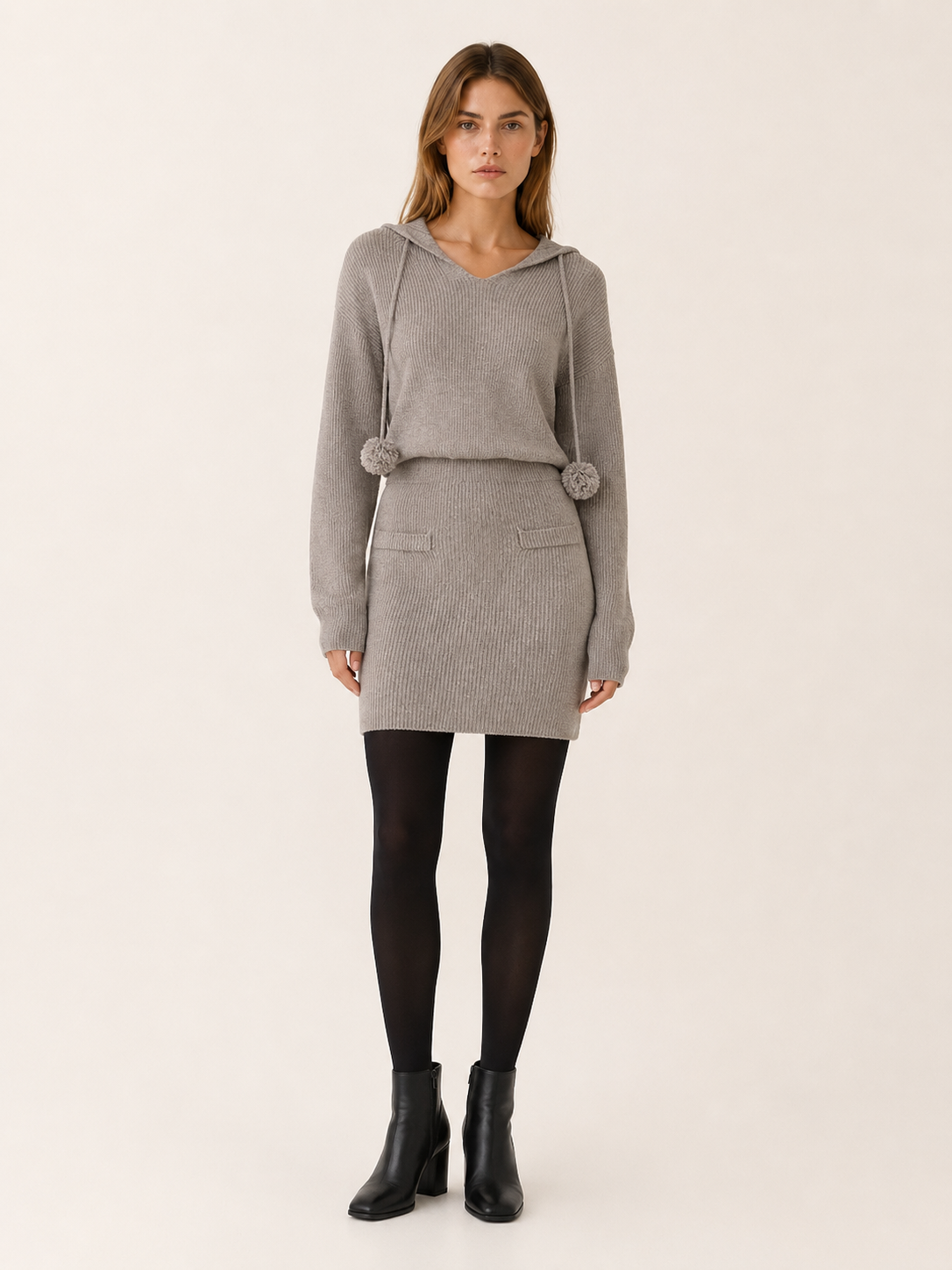 Ottavia | Jumper Dress with Hood and Drawstring Detail