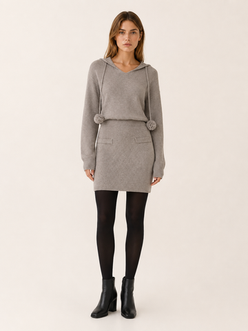 Ottavia | Jumper Dress with Hood and Drawstring Detail