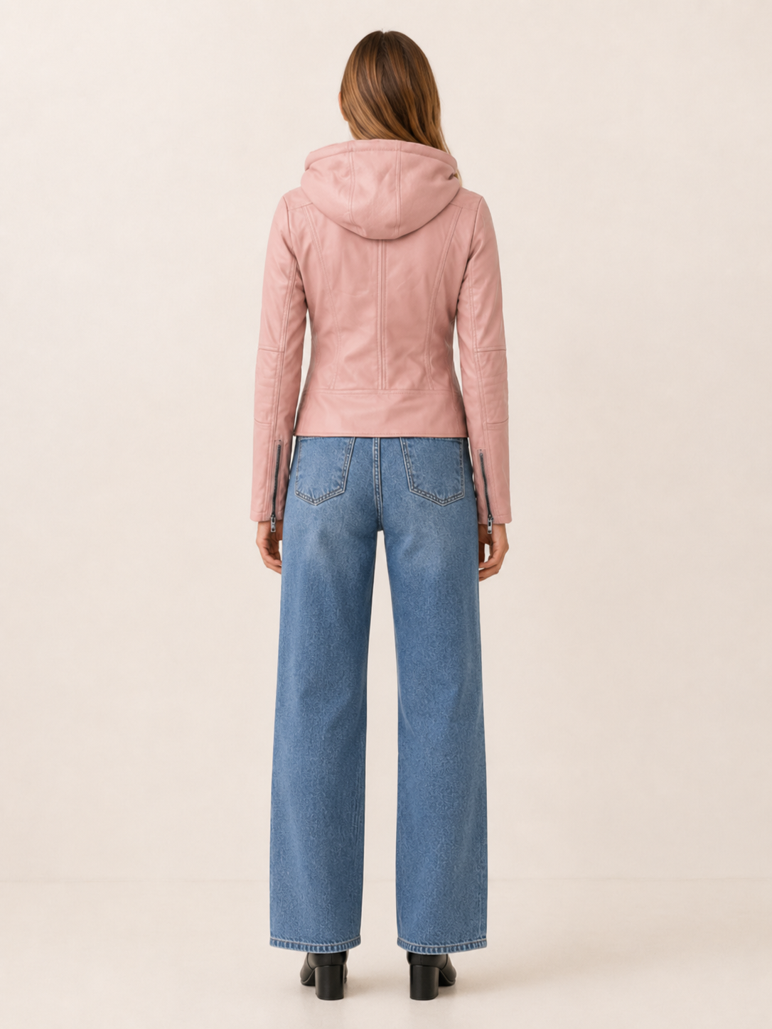 Ottilie | Biker Jacket with Drawstring Hood and Zip Front