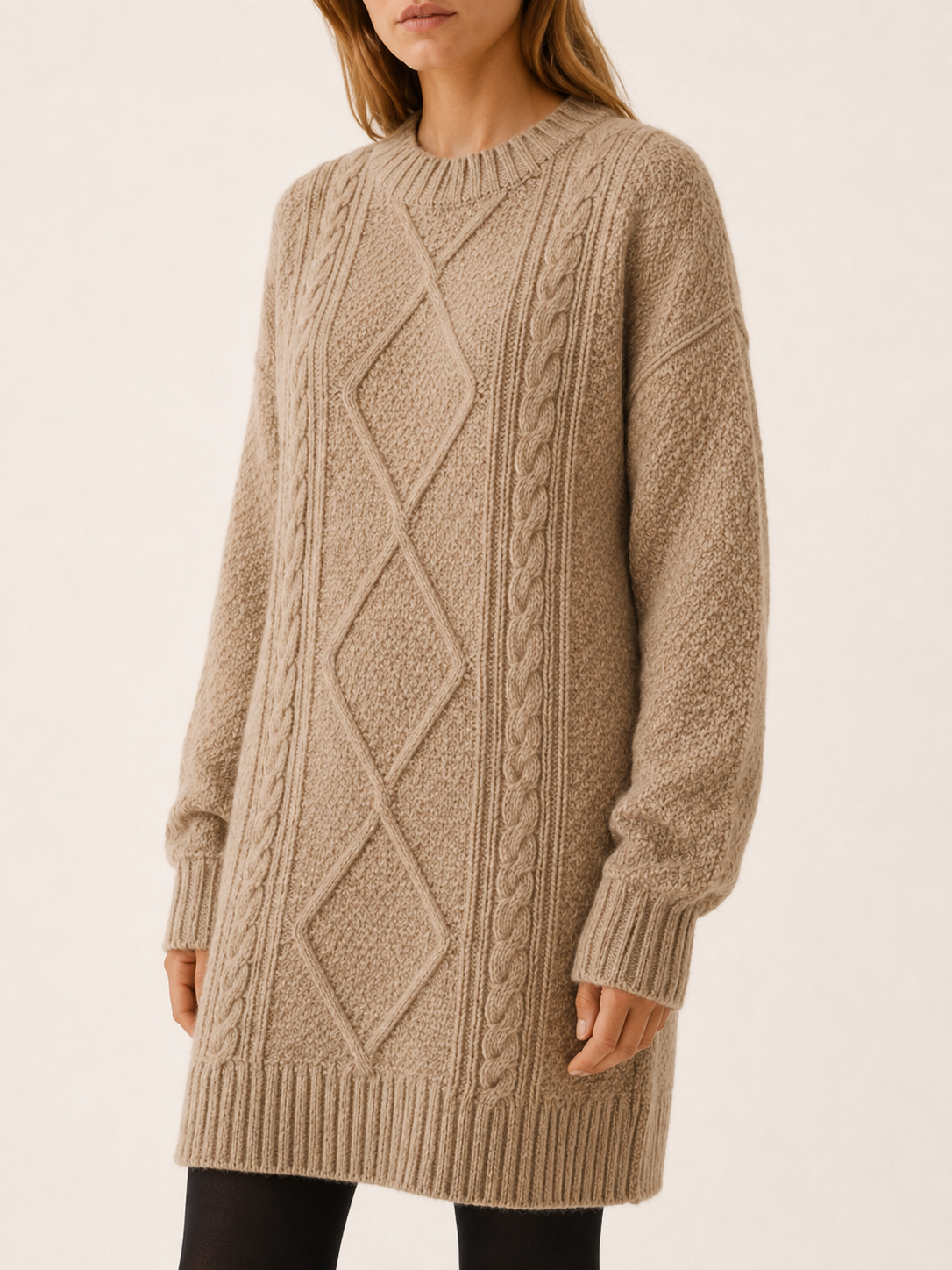 Ottilie | Jumper Dress with Round Neck and Textured Detail