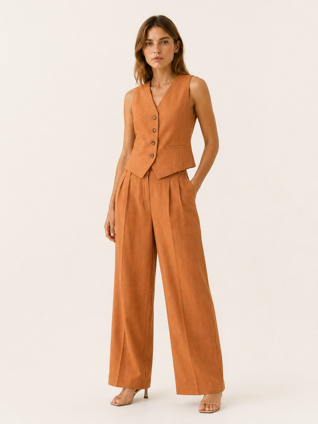 Ottilie | Two Piece Set with Tailored Vest and Wide Leg Trousers
