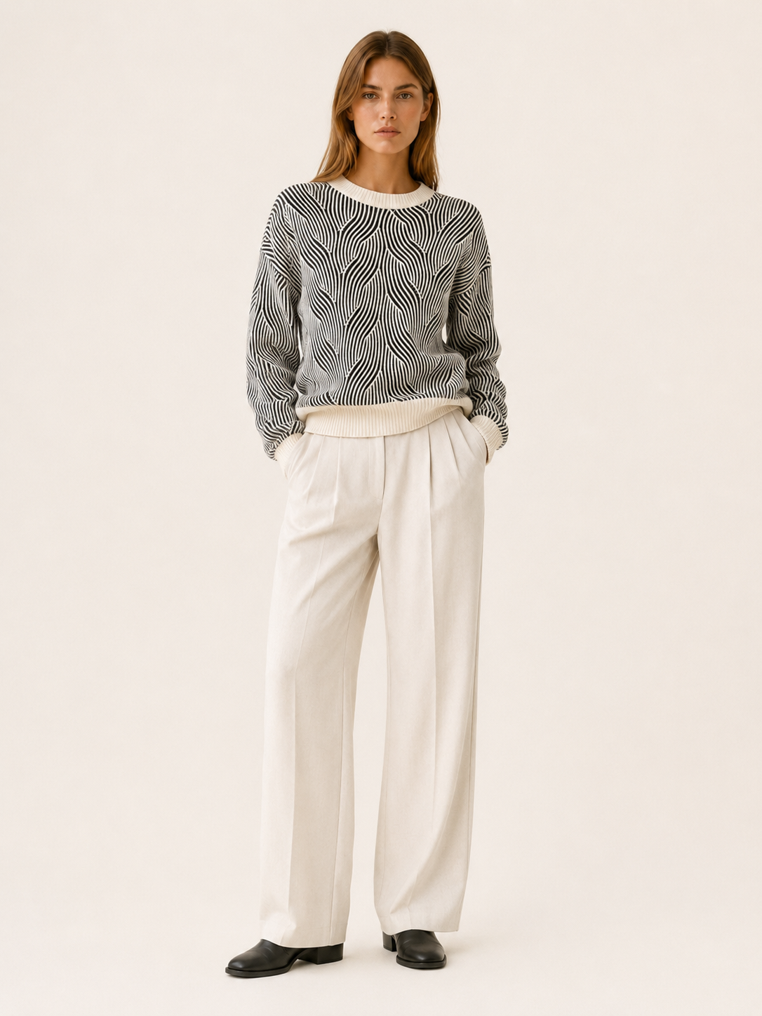 Ottoline | Patterned Jumper with Round Neck and Relaxed Fit