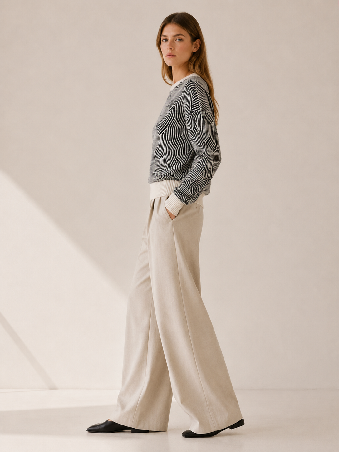 Ottoline | Patterned Jumper with Round Neck and Relaxed Fit