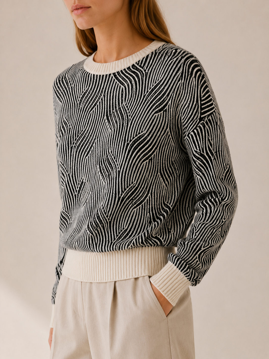Ottoline | Patterned Jumper with Round Neck and Relaxed Fit