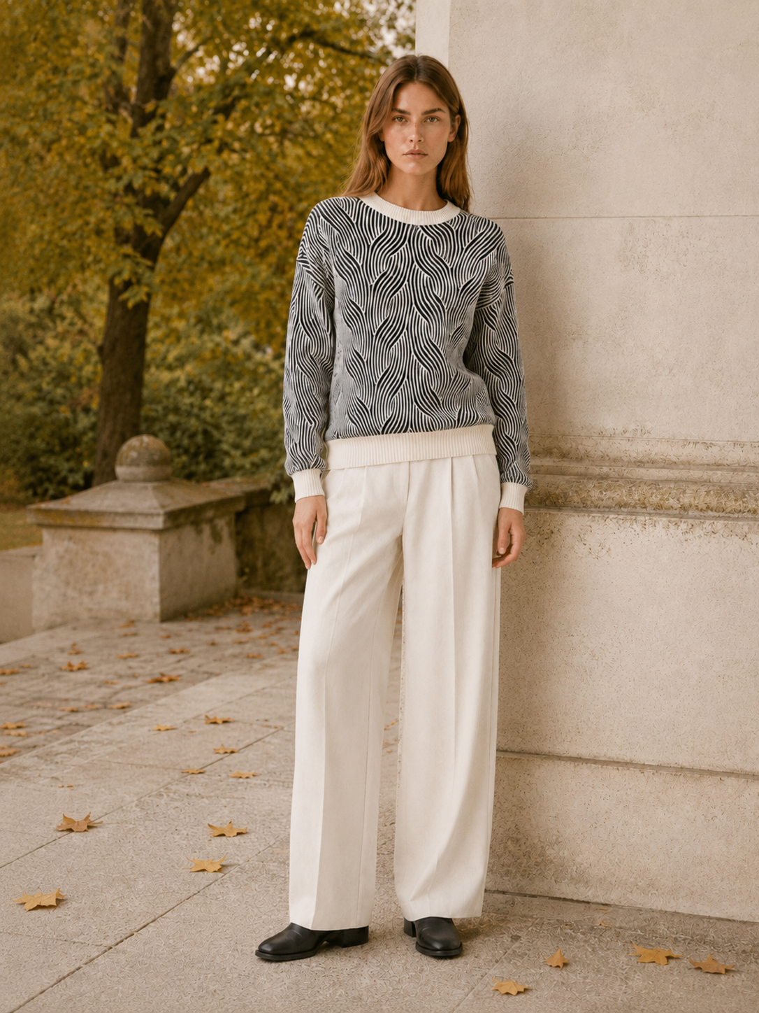 Ottoline | Patterned Jumper with Round Neck and Relaxed Fit