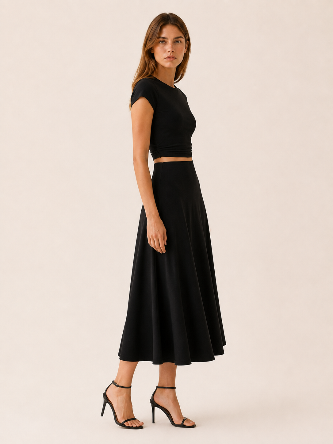 Ovelisse | Midi Skirt Set with Cap Sleeve Crop Top